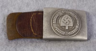 WWII RAD Belt Buckle w/ Leather Tab R.S.&S.