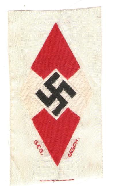 SOLD Archive Area-- HJ Hitler Youth Sleeve Diamond w/ RZM Tag