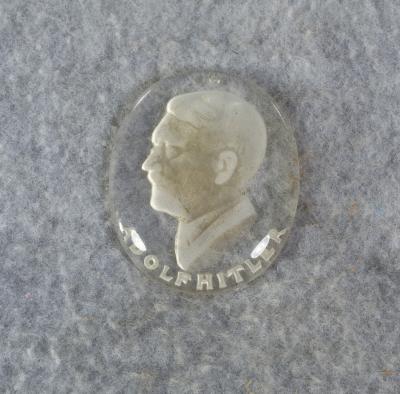 WWII WHW Glass Pendant Donation Tinnie Hitler