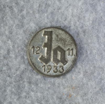 WWII German Hitler Election Tinnie Ja 1933