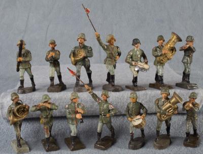 German Toy Marching Soldiers Band Lot of 14
