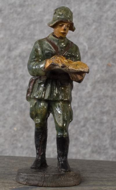 German Toy Soldier Map Reader Elastolin 