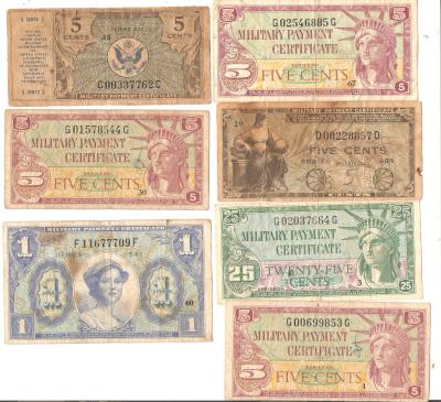US Military Payment Script MPC Note Lot of 7
