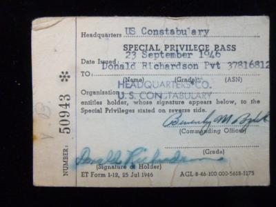 Constabulary Special Privilege Pass