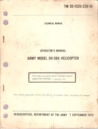 FM 55-1520-228 Manual Army OH-58A Huey Helicopter 