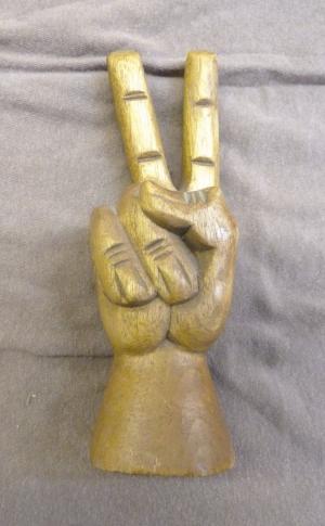 Vintage Folk Art Peace Sign Hand