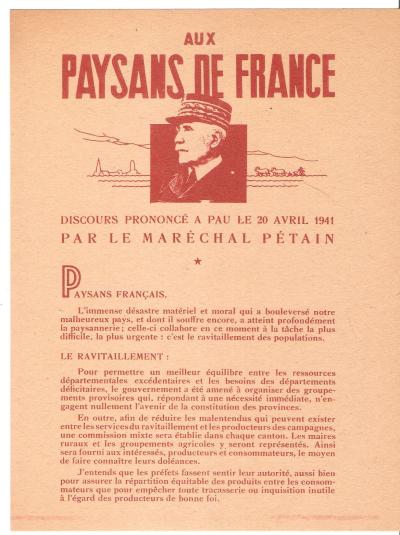 Marshal Petain Vichy French Propaganda Leaflet