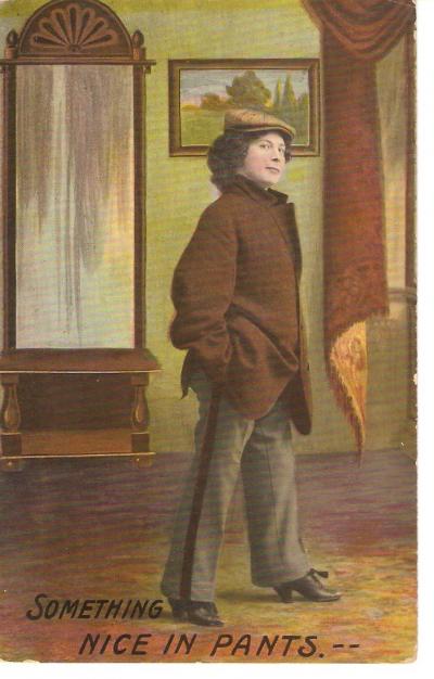 Postcard Young Woman in Pants 1910 Era
