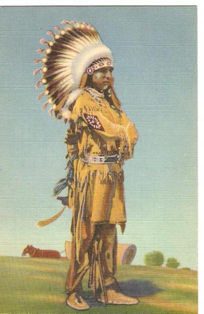 Postcard Pueblo Indian Dancer 1940's