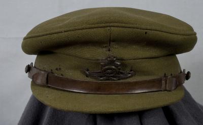 WWII British Artillery Officer Blue Wool Visor Cap