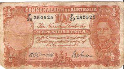 WWII era Australian 10 Shilling Note Armitage