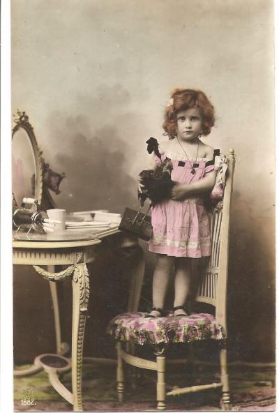 Postcard Young Girl w/ Chicken 1910 era