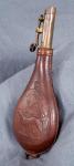 Tooled Leather Shot Powder Flask 1800s