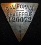 California Chauffeur Badge 1930