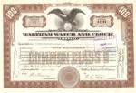 Waltham Watch Company Stock Certificate 1928