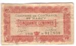 WWI French Chamber of Commerce Nancy 50 Centimes