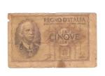 WWII Italian 5 Lire Banknote Bill
