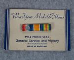 WWI British Miniature Ribbon Bar 3 Place Mons Star