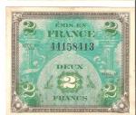WWII French Paper Currency Note 2 Francs 1944