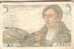 WWII French Paper Currency Note 5 Francs