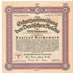 WWII German Treasury Bond 1000 RM 