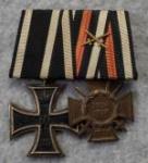 WWI Two Place Medal Bar Iron Cross 