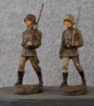 German Two Toy Marching Soldiers Elastolin