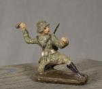 WWI German Toy Soldier Kneeling With Grenade 