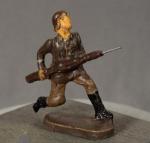 WWI German Toy Soldier Rifleman Running Elastolin 
