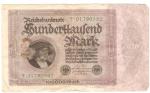 German 100000 Mark Inflationary Reichsmark Note