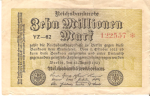 German Inflation Currency 10 Millionen Mark Note