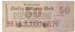 German 50 Million Mark Reichsbanknote Note