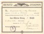 WWI German Iron Cross Award Certificate Document