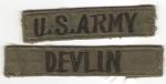 US Army Uniform Name Tape Theater Made Pair