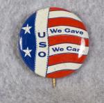 USO We Care We Gave Button