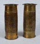 WWI Trench Art German 75mm Shell Vases Pair