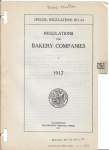 WWI Regulations for Bakery Companies Pamphlet