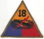WWII 18th Armored Patch OD Green Back