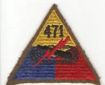 WWII Patch 471st Armored Regiment Felt