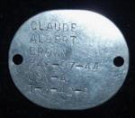 WWII USN Navy Dog Tag Claude Brown