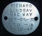 WWII USN Navy Dog Tag Richard MacKay