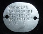 WWII USN Navy Dog Tag N Sanagorski