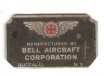 WWII Bell Aircraft Corporation Mfg Plate
