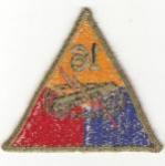 WWII 16th Armored Division Patch OD Green Back