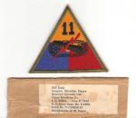 WWII 11th Armored Division Patch & Label