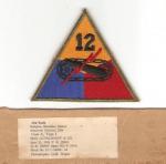 WWII 12th Armored Division Patch & Label