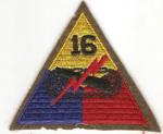 WWII 16th Armored Division Patch Wool Edge
