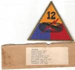 WWII 12th Armored Division Patch & Label