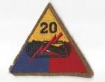 WWII US Army 20th Armored Division Patch Felt