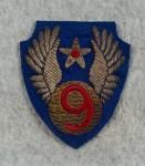 WWII 9th Air Force Bullion Patch British Made AAF